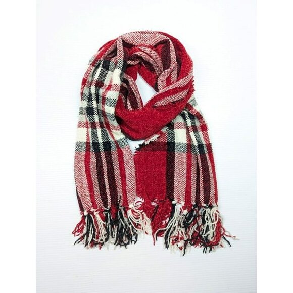 Charter Club Women's Red Chenille Plaid Scarf O/S (MSRP $30) - Picture 3 of 6